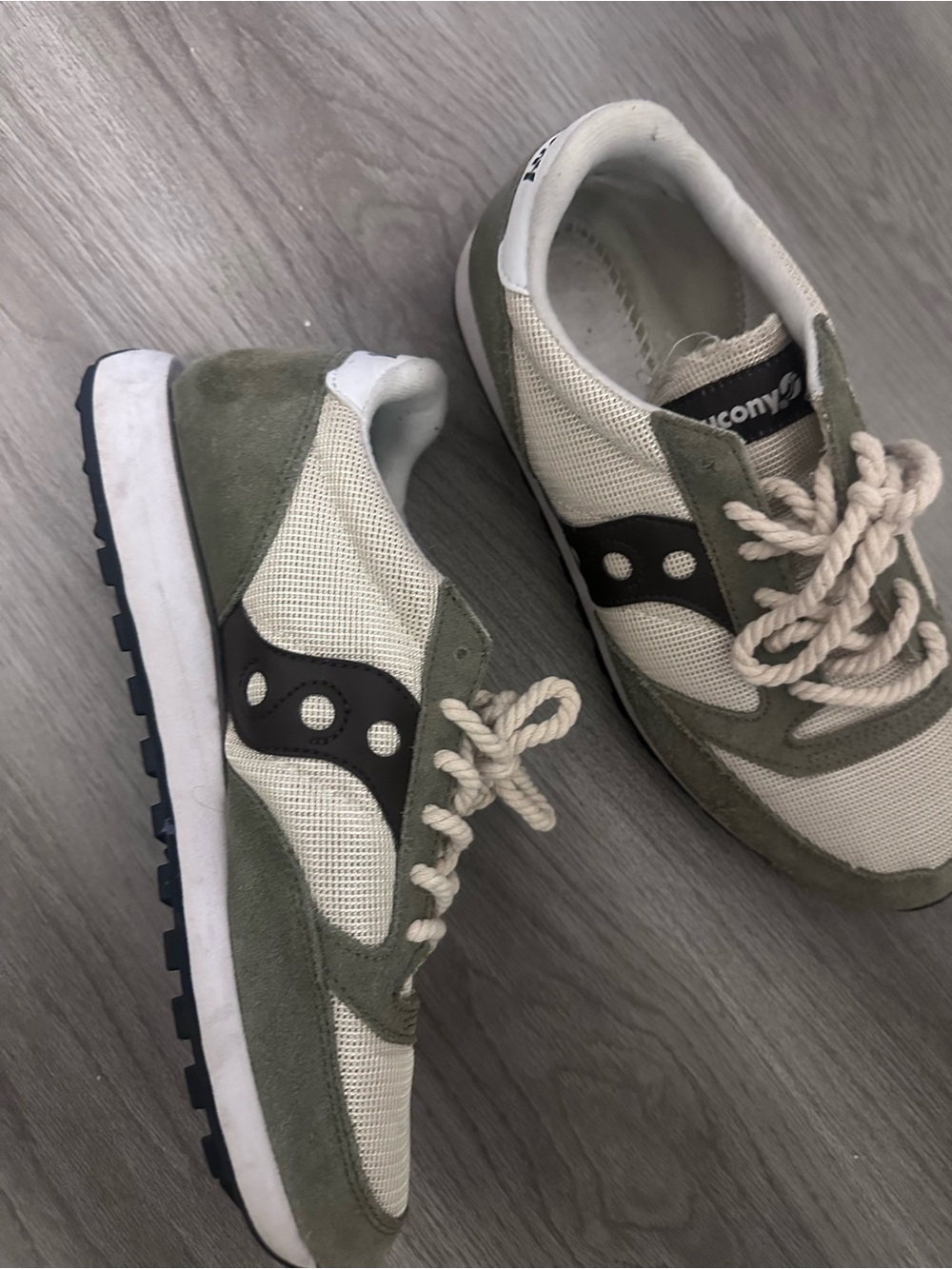 Saucony Kids Olive Green & Cream Sneaker